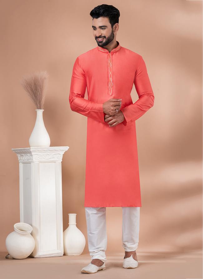 Ps Viscose Rani Pink Traditional Wear Weaving Kurta Pajama